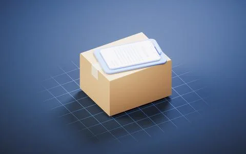 Packaging box with paper board, 3d rendering. Stock Illustration