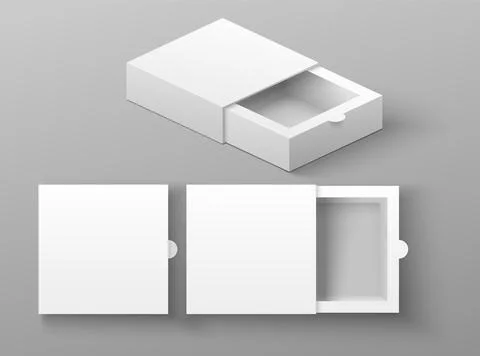 Packaging box realistic design closed and opened Stockillustratie