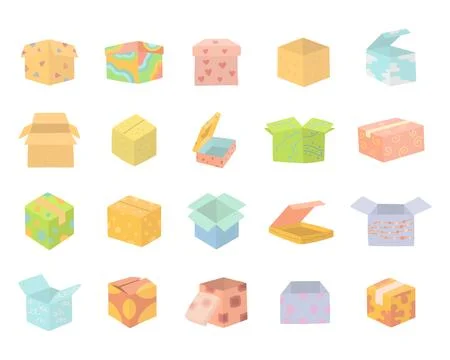 Packaging box set in scandinavian style Stock Illustration