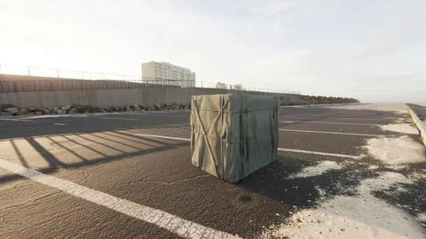 Packaging Boxe Wrapped on empty parking Stock Illustration