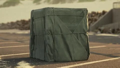 Packaging Boxe Wrapped on empty parking イラスト素材