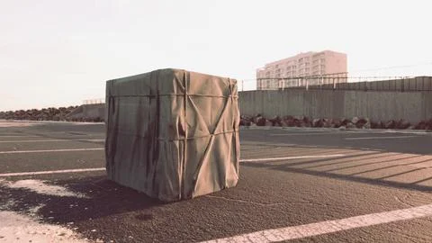 Packaging Boxe Wrapped on empty parking イラスト素材