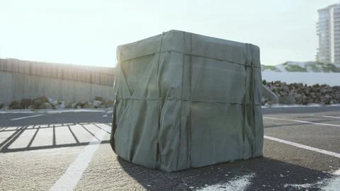 Packaging Boxe Wrapped on empty parking 库存插图