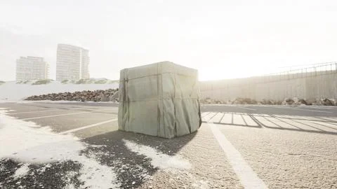 Packaging Boxe Wrapped on empty parking Stock Illustration