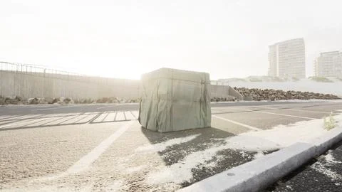 Packaging Boxe Wrapped on empty parking Stock Illustration