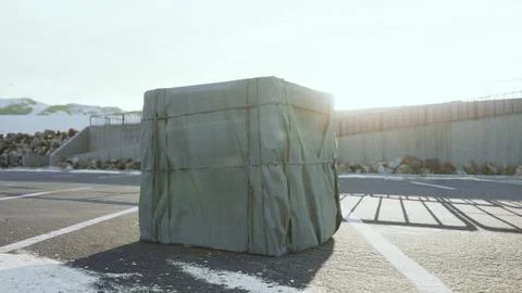 Packaging Boxe Wrapped on empty parking Stock Illustration