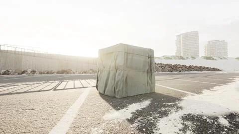 Packaging Boxe Wrapped on empty parking 库存插图