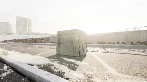 Packaging Boxe Wrapped on empty parking 库存插图