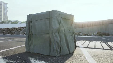 Packaging Boxe Wrapped on empty parking Stock Illustration