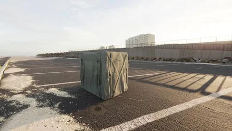 Packaging Boxe Wrapped on empty parking Stock Illustration