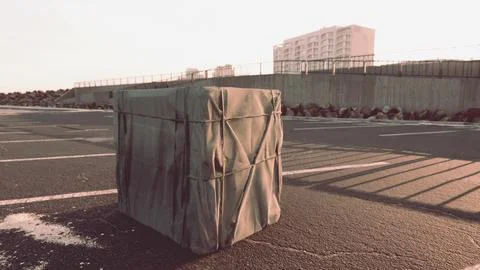 Packaging Boxe Wrapped on empty parking 库存插图