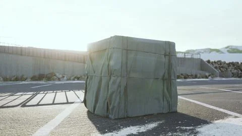 Packaging Boxe Wrapped on empty parking 库存插图