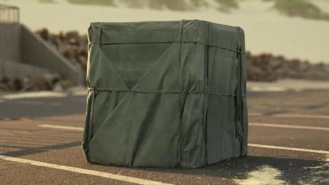 Packaging Boxe Wrapped on empty parking 库存插图