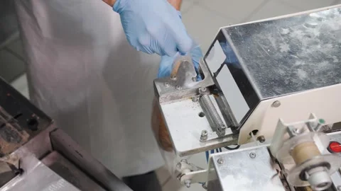 Packaging Bread Loaf In Plastic Wrap Machine Process Stock Footage 321735716