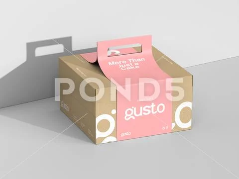 Packaging Cake Box 3D Mockup PSD Template