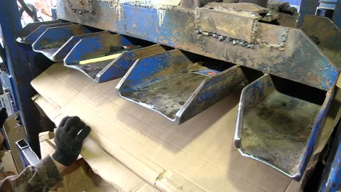 Packaging cardboard pressing process for further recycling Stock Footage 104648300