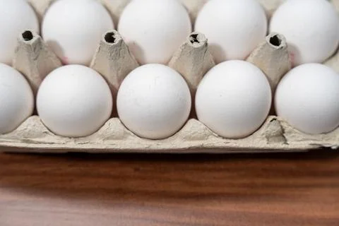 Packaging of chicken eggs. Stock Photos