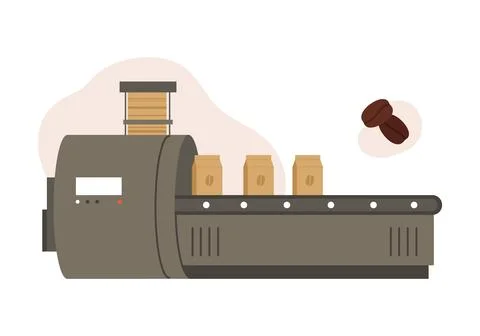 Packaging coffee beans stage Stock Illustration