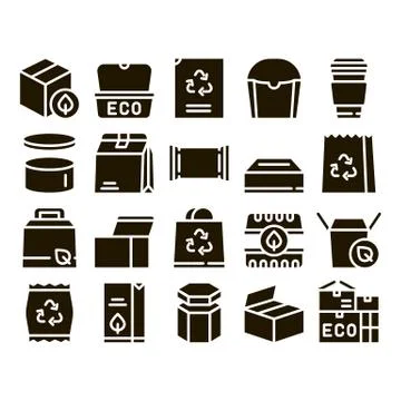 Packaging Collection Elements Vector Icons Set Stock Illustration