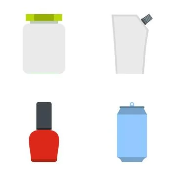 Packaging containers set with jar, pouch, nail polish, can Stock Illustration