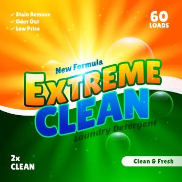 Packaging design template for laundry detergent Stock Illustration