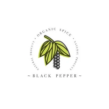 Packaging design template logo and emblem - herb and spice - blossoming black Stock Illustration