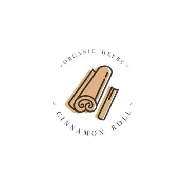 Packaging design template logo and emblem - herb and spice - cinnamon stick Stock Illustration