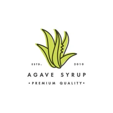 Packaging design template logo and emblem - syrup - agave. Logo in trendy linear Stock Illustration