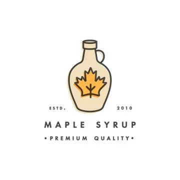 Packaging design template logo and emblem - syrup and topping - maple. Logo in Stock Illustration