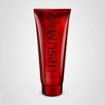Packaging devilish red glossy 3d realistic tube for cosmetics isolated on whi Stock Illustration