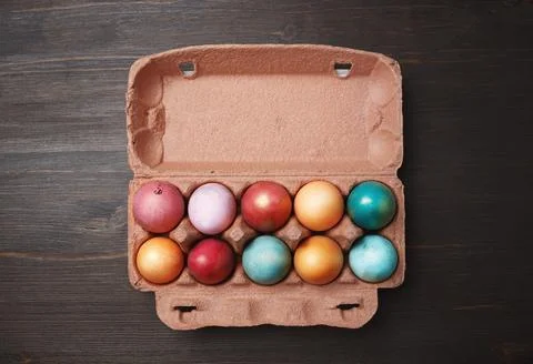 Packaging with Easter eggs Stock Photos