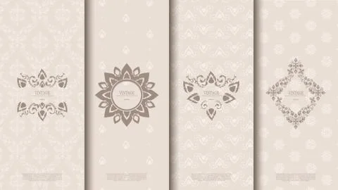 Packaging exotic Thai pattern element concept earth tone vintage background a Stock Illustration
