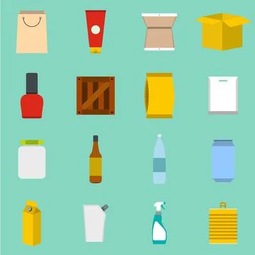 Packaging flat icons set Illustrazione stock