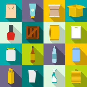 Packaging flat icons set Illustrazione stock