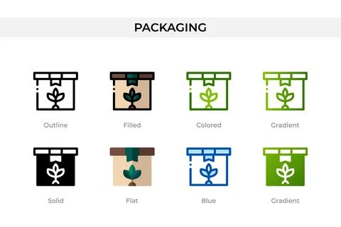 Packaging icon in different style. Packaging vector icons designed in outli.. Illustrazione stock