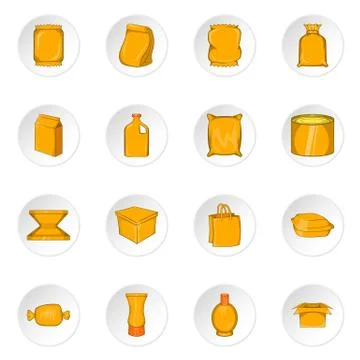 Packaging icons, cartoon style Stock Illustration