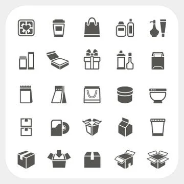 Packaging icons set Stock Illustration