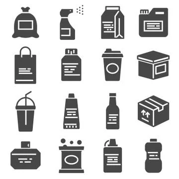 Packaging, icons set. For packaging products and materials, vector illustrati Stock Illustration
