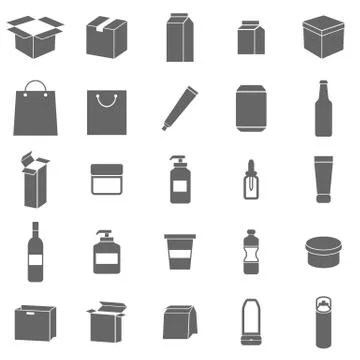 Packaging icons on white background Stock Illustration