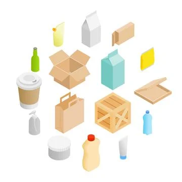 Packaging isometric 3d icons set Illustrazione stock