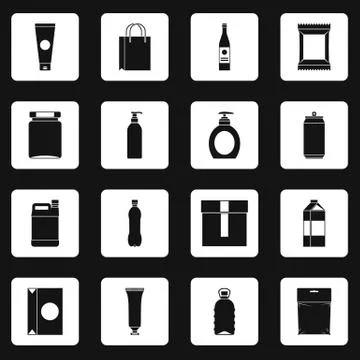 Packaging items icons set squares Illustrazione stock
