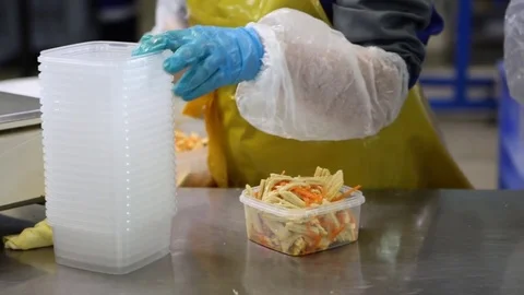 Packaging the Korean style asparagus into containers Stock Footage 74476187