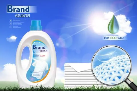 Packaging with laundry detergent. Template package with label de Stock-Illustration