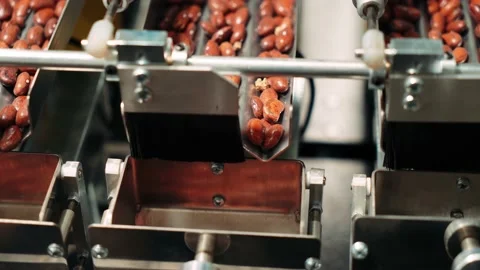 Packaging of leguminous products on a special machine, nanotechnology of Stock Footage 201614936