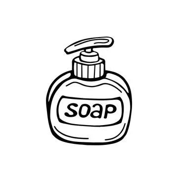 Packaging with liquid soap. Doodle style Stock Illustration