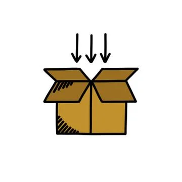 Packaging logistics doodle icon, vector color illustration Stock Illustration