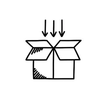 Packaging logistics doodle icon, vector color illustration Stock Illustration