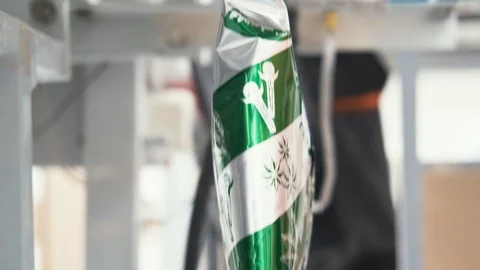 Packaging machine. Closeup. Production. Spice Stock Footage 128949741