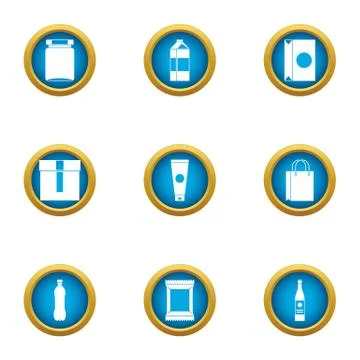 Packaging material icons set, flat style Stock Illustration