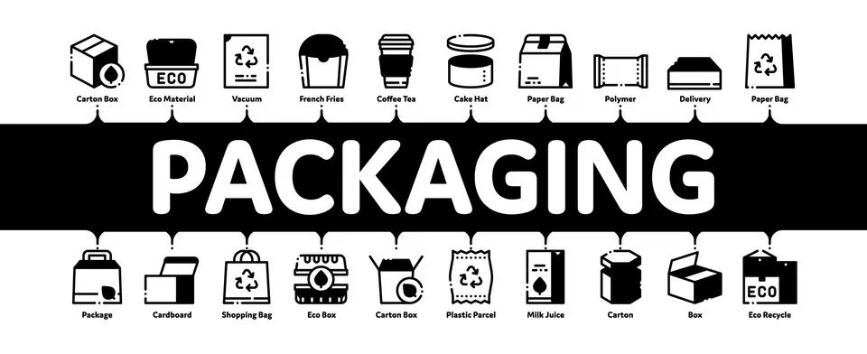 Packaging Minimal Infographic Banner Vector Stock Illustration